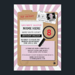SECRET AGENT DETECTIVE CRIME SPY BIRTHDAY PARTY INVITATION<br><div class="desc">Fun Secret Agent Party invite. Perfect for any age Boy or Girl's Birthday party... 
SIMPLY CHANGE THE TEXT TO SUIT YOUR PARTY. Back print included.</div>