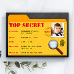 Secret Agent Detective Spy Birthday Party Invite<br><div class="desc">Invite your guests with this cool birthday party invitation featuring cute secret agent elements. Simply add your event details on this easy-to-use template and adorn this card with your child's favourite photo to make it a one-of-a-kind invitation.</div>