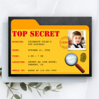 Secret Agent Detective Spy Birthday Party Invite