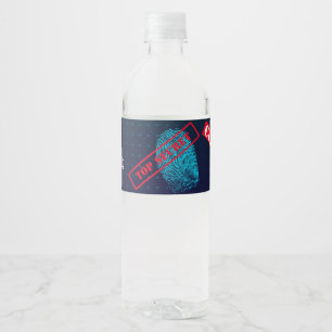 Secret agent Detective Spy Mystery Party Water Bottle Label