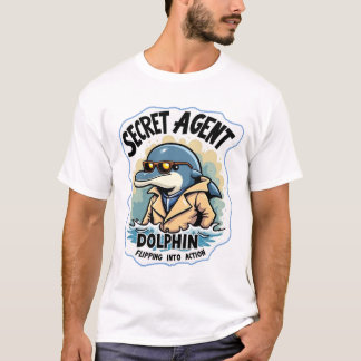 Secret Agent Dolphin in Sunglasses and Moustache T-Shirt