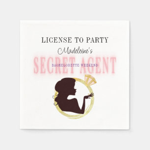 Secret Agent License Party Bachelorette Itinerary Napkin