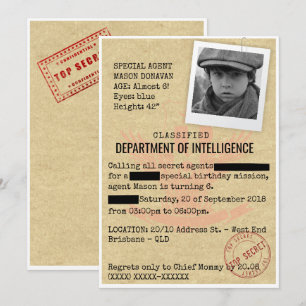 Secret Agent Party Invitation