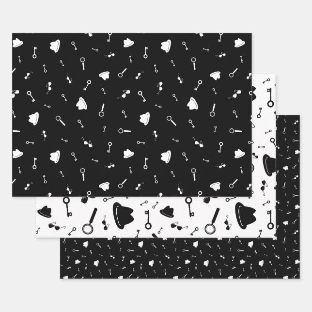 Secret Agent party Wrapping Paper Sheet (Set)