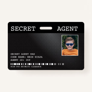 Secret Agent Spy Badge - BLACK ID Badge