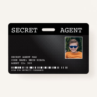 Secret Agent Spy Badge - BLACK ID Badge