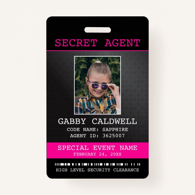 Secret Agent Spy Badge ID Badge (Front)