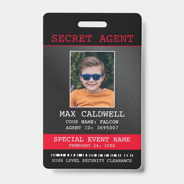 Secret Agent Spy Badge ID Badge (Front)