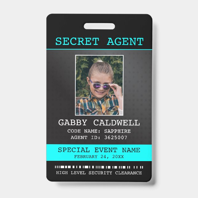 Secret Agent Spy Badge ID Badge (Front)