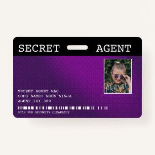 Secret Agent Spy Badge - PURPLE ID Badge