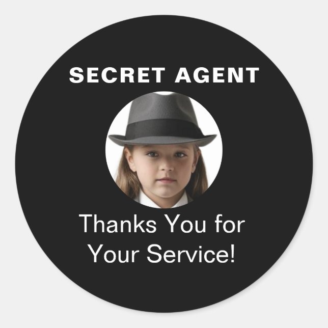 Secret Agent Spy Party identity badge Classic Round Sticker (Front)