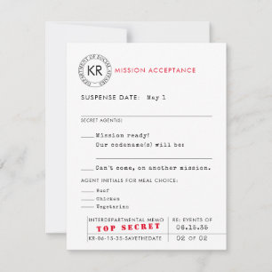 Secret Agent Spy Reply Card
