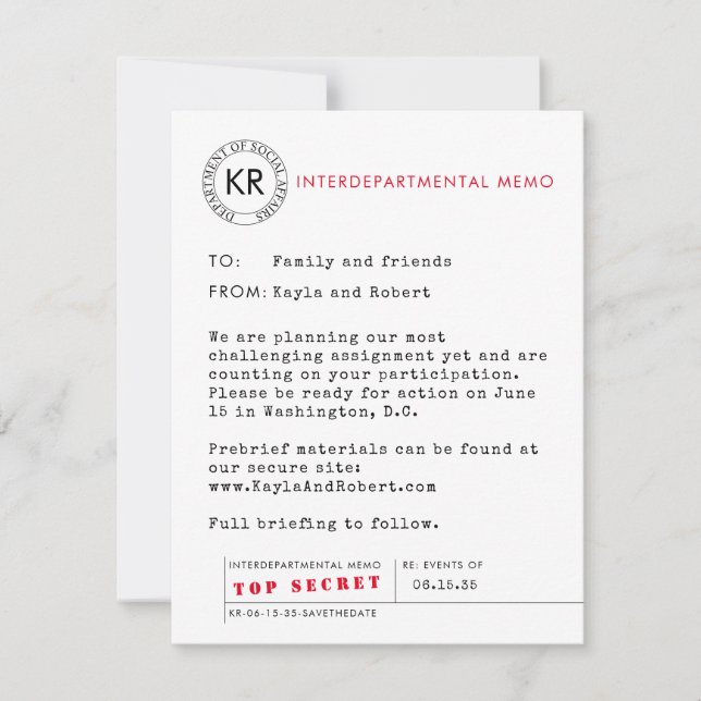 Secret Agent Spy Save the Date (Front)