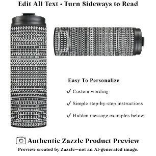 Secret Alphabet Pattern, Custom Name Text White Thermal Tumbler