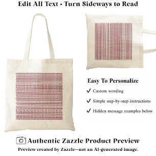 Secret Alphabet Pattern, Custom Text Burgundy Tote Bag