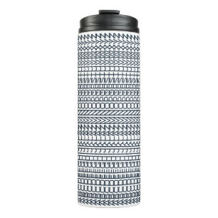 Secret Alphabet Pattern, Personalised Message Navy Thermal Tumbler