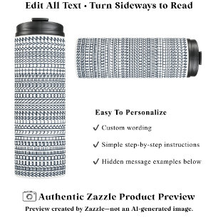 Secret Alphabet Pattern, Personalised Message Navy Thermal Tumbler