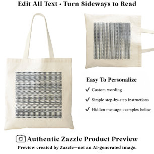 Secret Alphabet Pattern, Personalised Message Navy Tote Bag