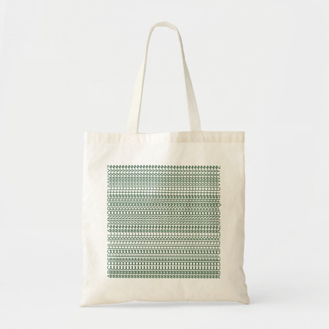 Secret Alphabet Pattern, Personalised Text Green Tote Bag (Front)
