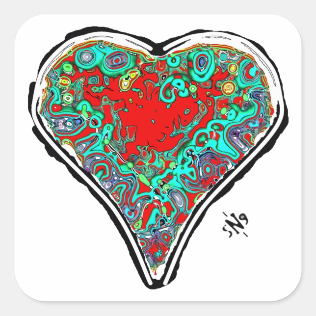 Secret anatomy of a red heart v2.1 square sticker (Front)
