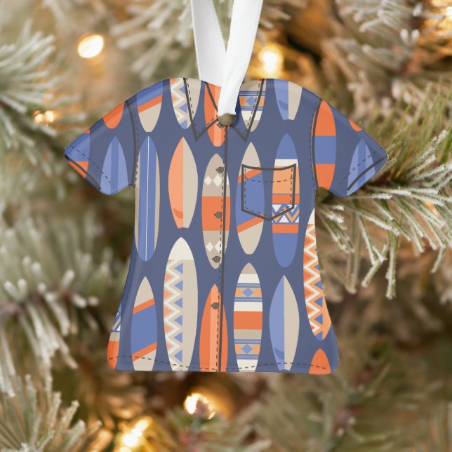 Secret Beach Hawaiian Surfboards Aloha Shirt -Blue Ornament (Tree)