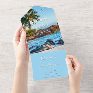 Secret Beach Maui, Tropical, Paradise, Wedding All In One Invitation