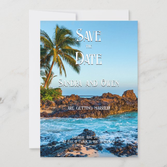 Secret Beach Maui, Tropical, Paradise, Wedding Save The Date (Front)