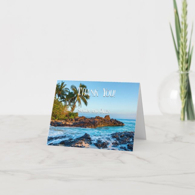 Secret Beach Maui, Tropical, Paradise, Wedding Thank You Card (Front)