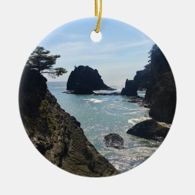 Secret Beach, Samuel H. Boardman, Oregon Ceramic Tree Decoration (Front)