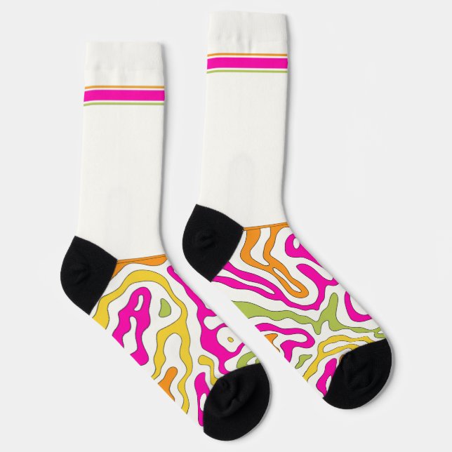 Secret Colourful Topography on White Socks (Right)