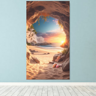 Secret Cove at Sunset — A Hidden Beach Escape Canvas Print