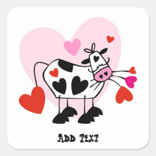 Secret Crush gift idea Love sick Cow Personalised Square Sticker