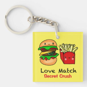 Secret Crush Kawaii burger fries customised Key Ring