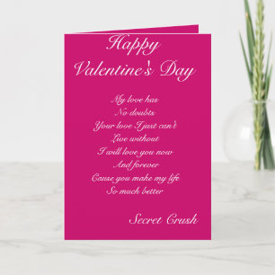 Secret crush valentine's day greeting cards