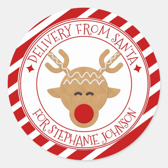 Secret delivery form Santa Christmas reindeer Classic Round Sticker (Front)