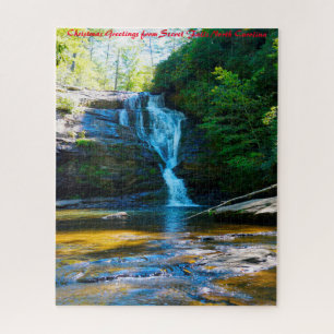Secret Falls North Carolina.Christmas Greetings Jigsaw Puzzle