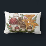 Secret Forest Fungi Lumbar Cushion<br><div class="desc">Step into an enchanted, miniature world with this detailed botanical illustration of a thriving mushroom patch. Featuring various fungi species—from the classic Amanita to delicate Chanterelles—this design is steeped in the cosy, whimsical charm of the cottagecore aesthetic. Rendered in rich, earthy tones like moss green and burnt orange, it looks...</div>