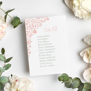 Secret Garden Blush Floral Seating Chart Wedding Table Number