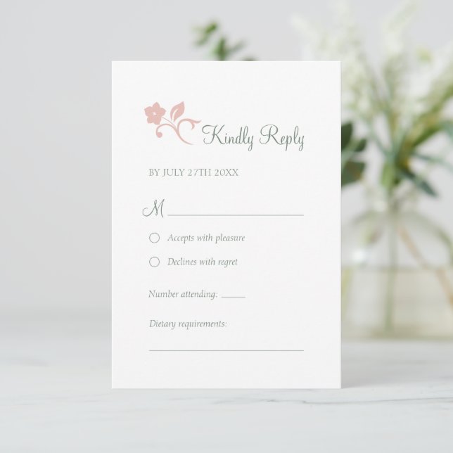 Secret Garden Blush Floral Woodland Wedding RSVP  (Standing Front)