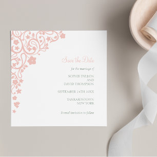 Secret Garden Blush Pink Floral Square Wedding Save The Date
