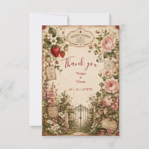Secret Garden cottagecore Wedding Romance Thank You Card