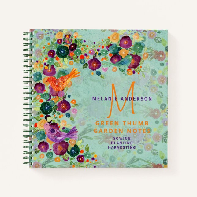 Secret Garden Floral Birds Gardeners Journal (Front)