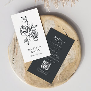 Secret Garden Floral Vertical QR Code Business Card
