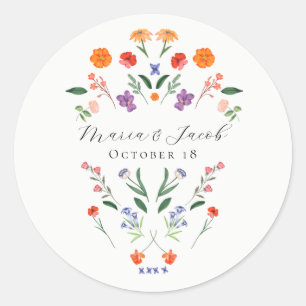 Secret Garden Floral Wedding Classic Round Sticker