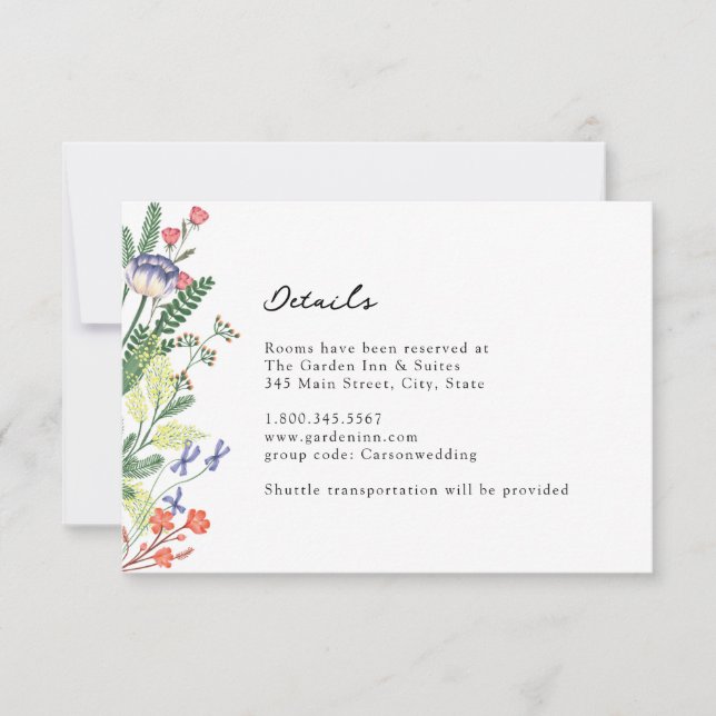Secret Garden Floral Wedding Details Card (Front)
