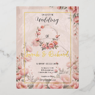 Secret Garden Floral Wedding Invite Gold Foil