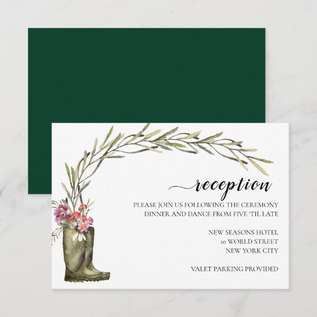 Secret Garden Foliage | Wedding Reception Card (Front/Back)