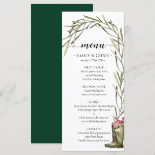 Secret Garden Gold Confetti Elegant Floral Menu
