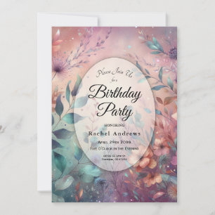 Secret Garden in Evening Glow Birthday Party Invitation