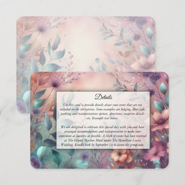Secret Garden in Evening Glow Wedding Enclosure Card (Front/Back)